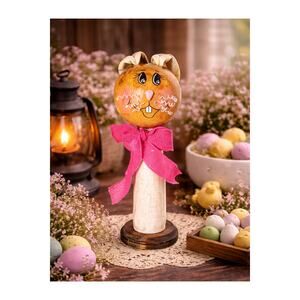Gourd Bunny with Pink Bow 15" Signed Linda Juliette